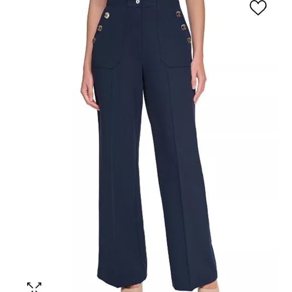 GORGEOUS TOMMY HILFIGER NAVY HIGH-RISE WIDE LEG SAILOR PANTS SIZE 12 - Picture 1 of 8